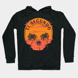 El Segundo California Sunset Skull and Palm Trees Hoodie